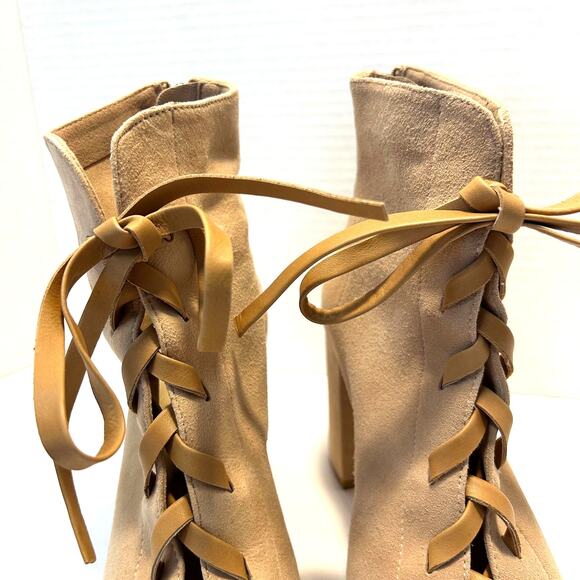 Kristin Cavallari Chinese Laundry Layton Kid Suede Tigers Eye Open Toe Booties - Picture 4 of 11